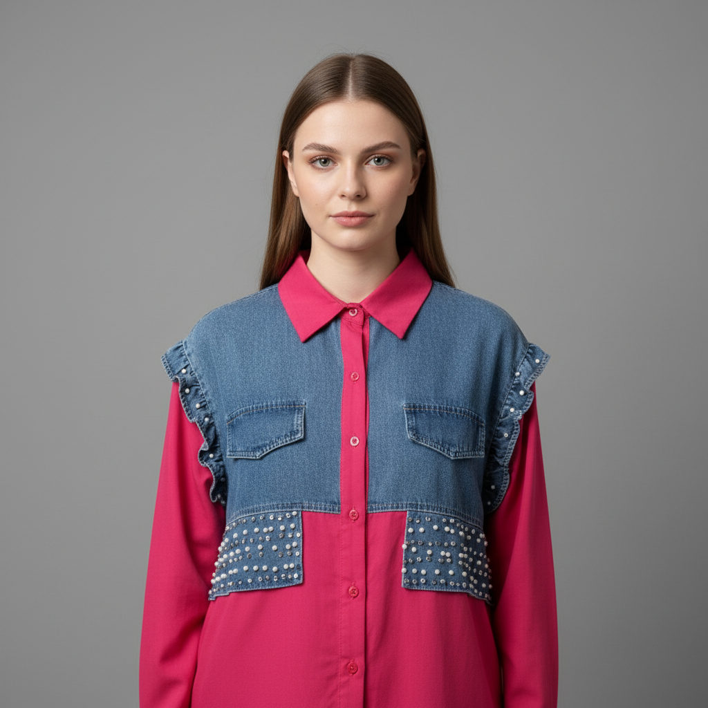 Cotton Pink Denim Shirt