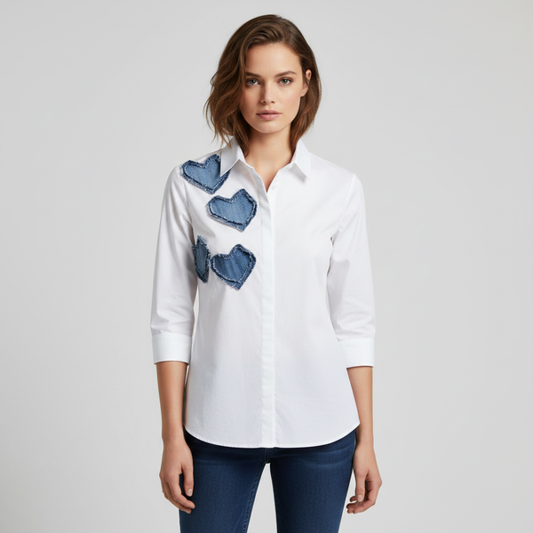 Denim Love Sign White Shirt