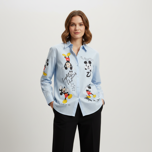Sky Blue Mickey Mouse Design Shirt