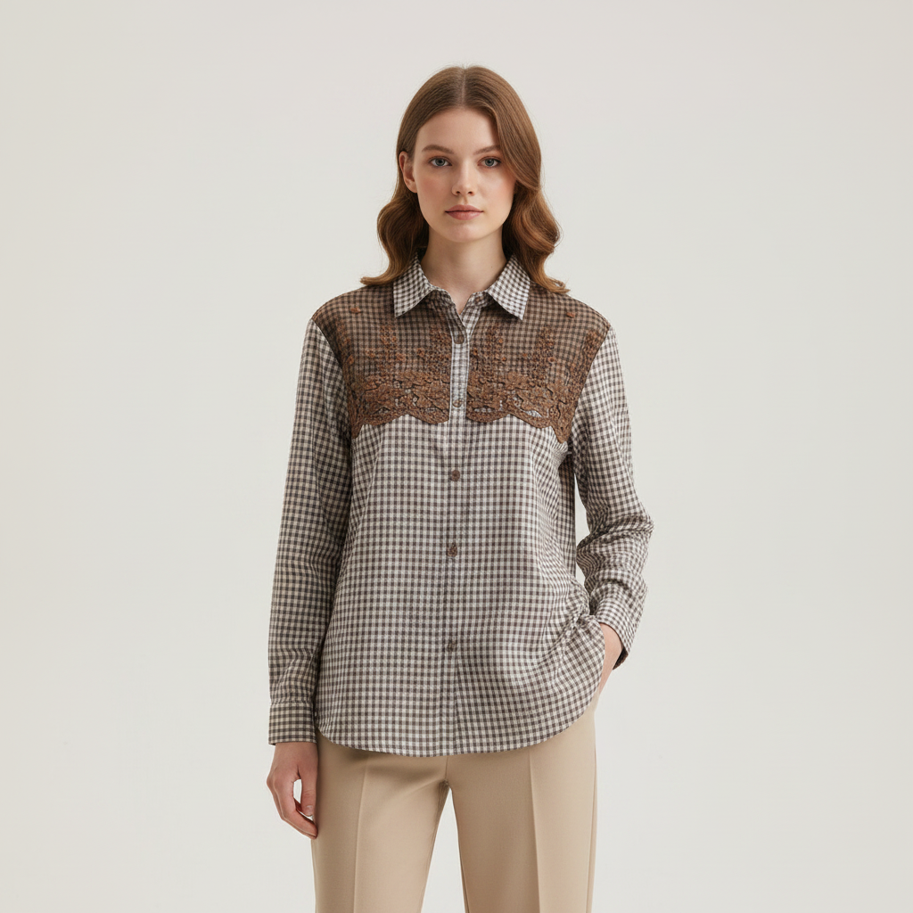 Mocha Brown & Ivory Check Shirt