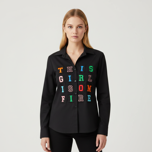 Black Alfabet Design Shirt