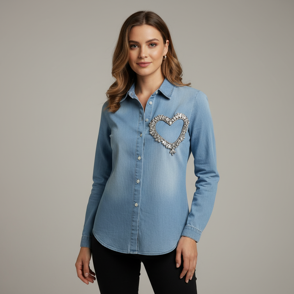 Love Sign Blue Denim Shirt